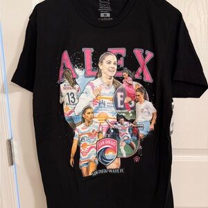 Black Graphic Alex Morgan soccer Tee with Multicolor Design